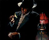 Man lighting Cigarette II by Fabian Perez